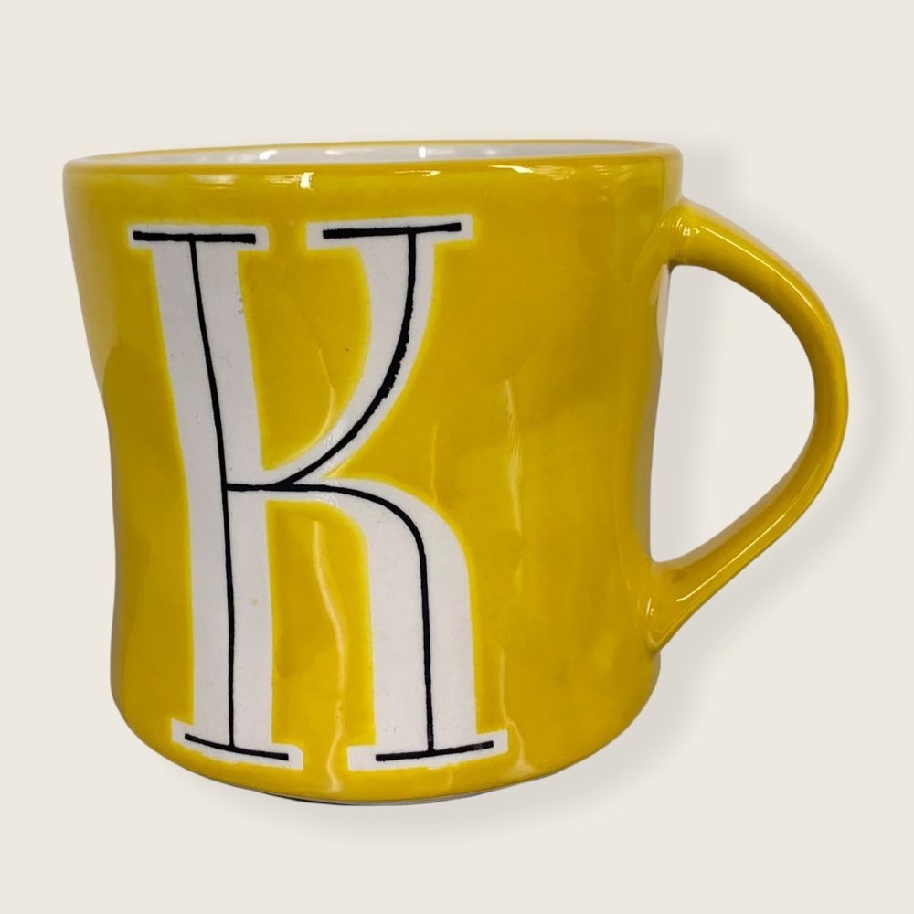 Anthropologie Hand Painted Monogram "K" Coffee Mug
